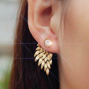 3 for $25 Gold Angel Wings Crystal Trendy Earrings